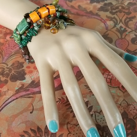 NWT Semi-precious Stone Beaded Wrap Bracelet - Picture 13 of 16